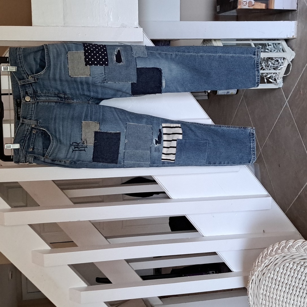 Ralph Lauren Patchwork Relaxed Tapered Comfort Stretch Cropped Ankle Jean sz4P